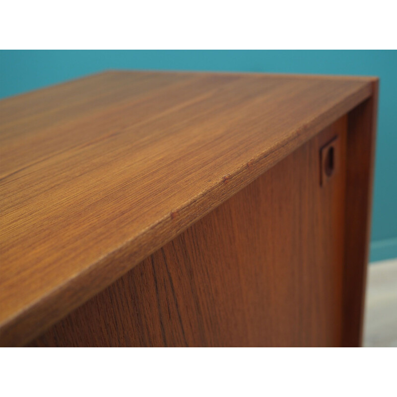 Vintage teak chest of drawers with sliding door, Denmark 1970