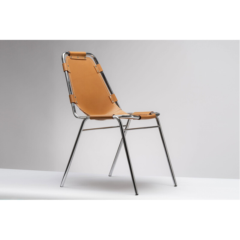 Chrome and leather vintage "Les Arcs" chair, 1970s