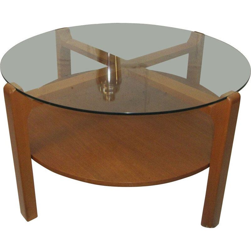 Vintage teak and glass coffee table