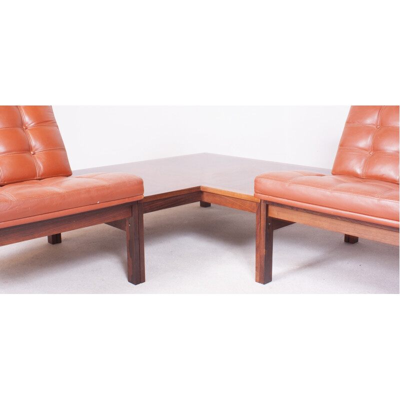 France & Son "Moduline" living room set in rosewood and leather, Ole GJERLØV-KNUDSEN & Torben LIND - 1960s