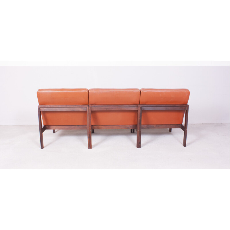 France & Son "Moduline" living room set in rosewood and leather, Ole GJERLØV-KNUDSEN & Torben LIND - 1960s