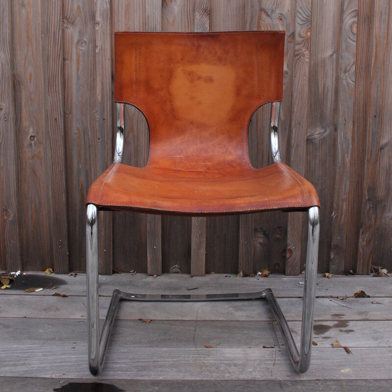 Set of 4 vintage chairs model 920 in leather by Carlo Bartoli