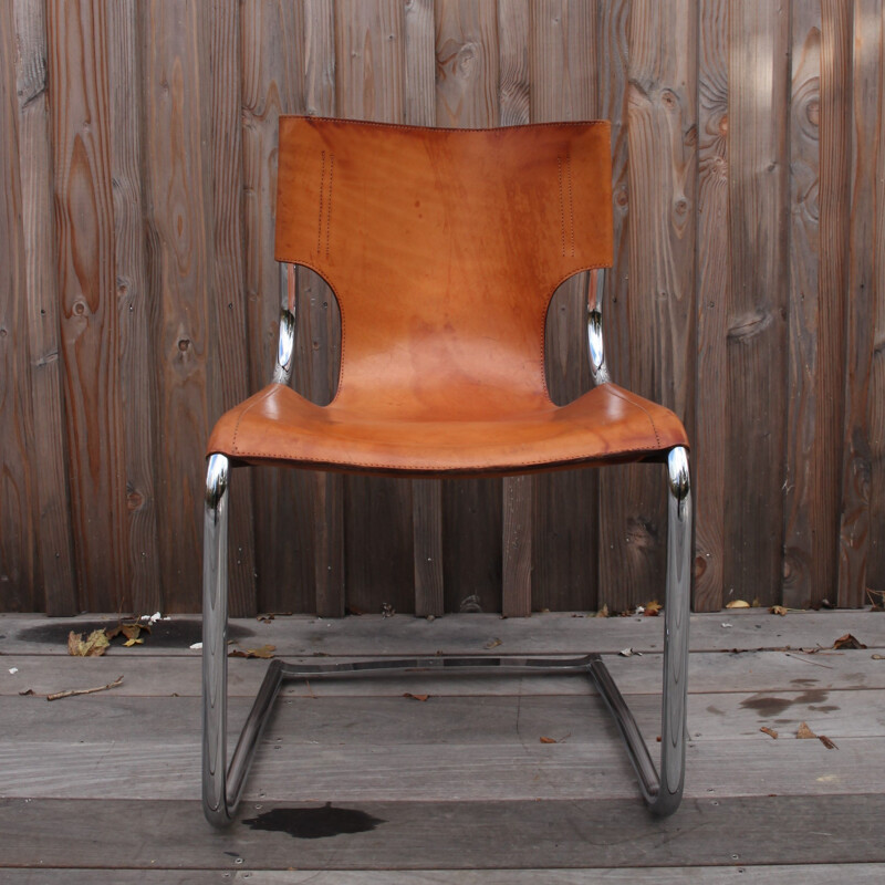 Set of 4 vintage chairs model 920 in leather by Carlo Bartoli