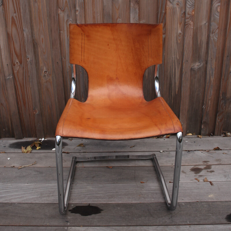 Ensemble de 4 chaises vintage modèle 920 en cuir par Carlo Bartoli