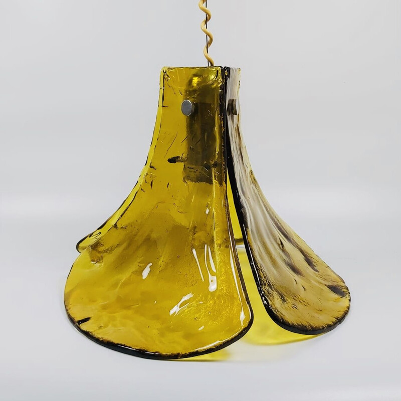 Suspension vintage en verre de Murano en forme de fleur par Carlo Nason pour Kalmar Franken, Autriche 1960