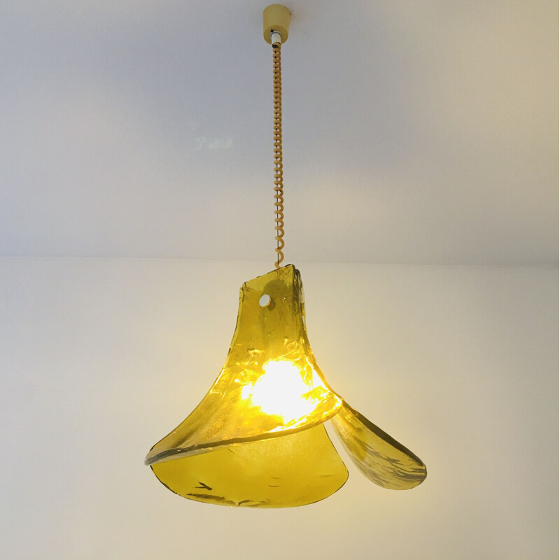 Vintage Murano glass flower pendant lamp by Carlo Nason for Kalmar Franken, Austria 1960s