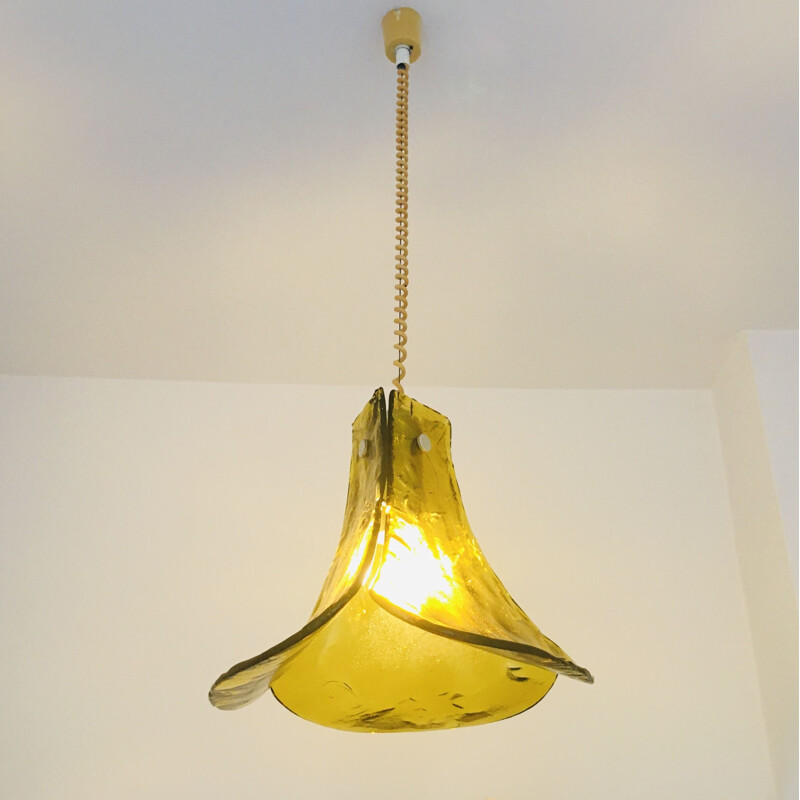 Suspensión vintage de cristal de Murano en forma de flor de Carlo Nason para Kalmar Franken, Austria 1960