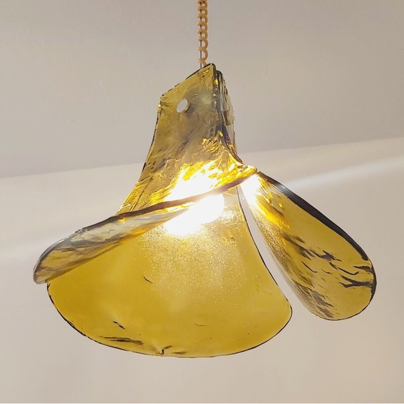 Vintage Murano glass flower pendant lamp by Carlo Nason for Kalmar Franken, Austria 1960s