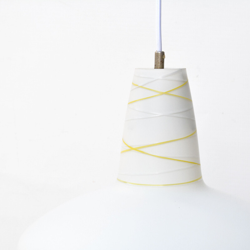 Vintage milk glass pendant lamp by J. Junek for Zukov, Czechoslovakia 1960