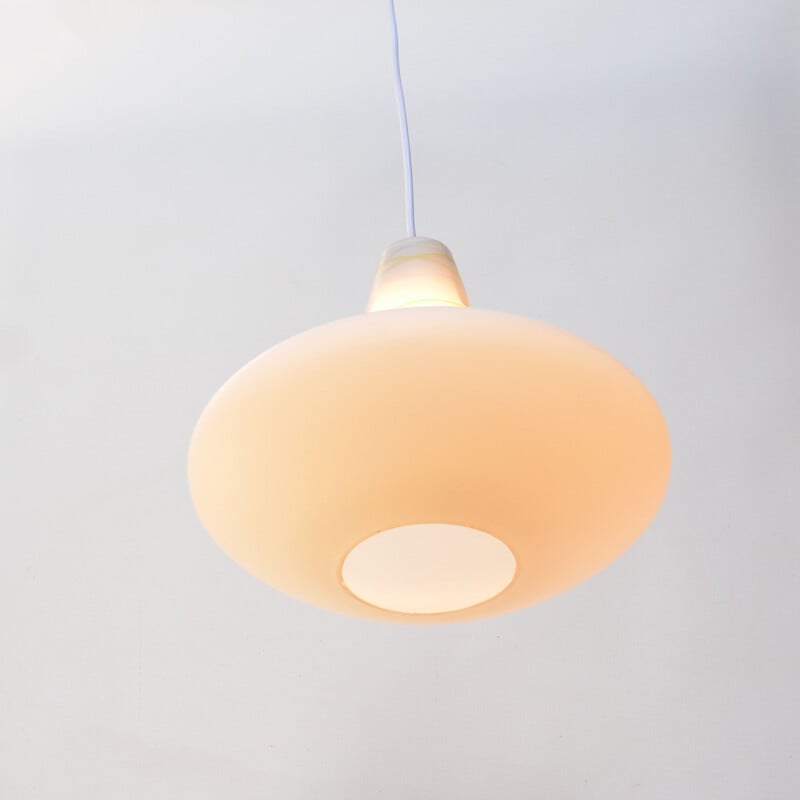 Vintage milk glass pendant lamp by J. Junek for Zukov, Czechoslovakia 1960