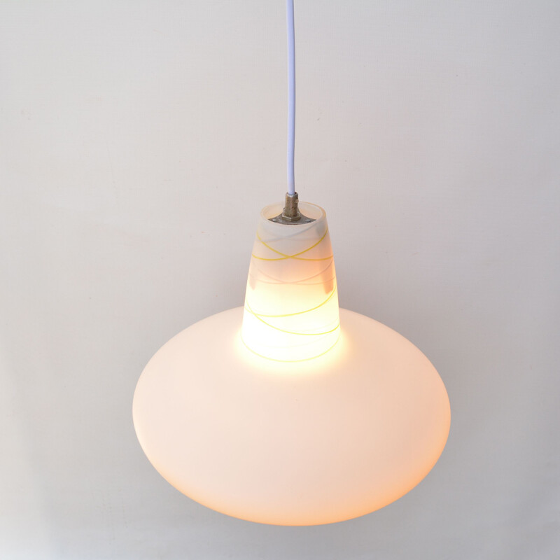 Vintage milk glass pendant lamp by J. Junek for Zukov, Czechoslovakia 1960