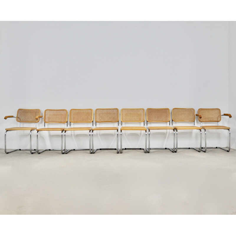 Set of 8 vintage dinning chairs B32 by Marcel Breuer