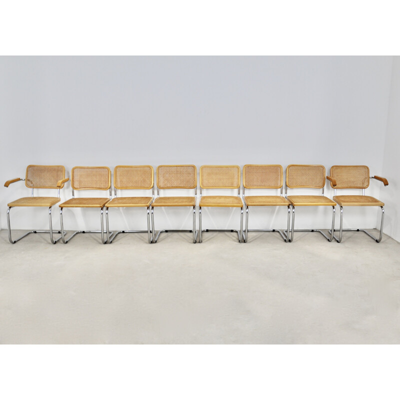 Set of 8 vintage dinning chairs B32 by Marcel Breuer