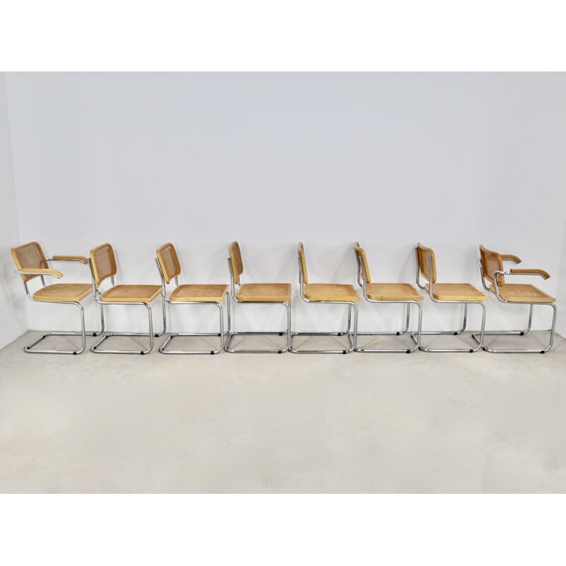 Set of 8 vintage dinning chairs B32 by Marcel Breuer