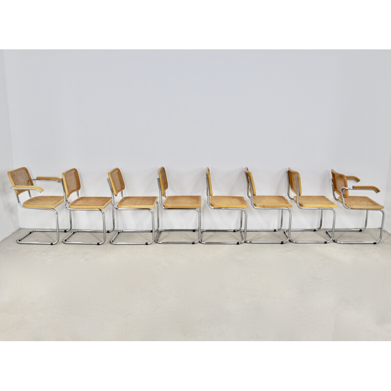 Set of 8 vintage dinning chairs B32 by Marcel Breuer