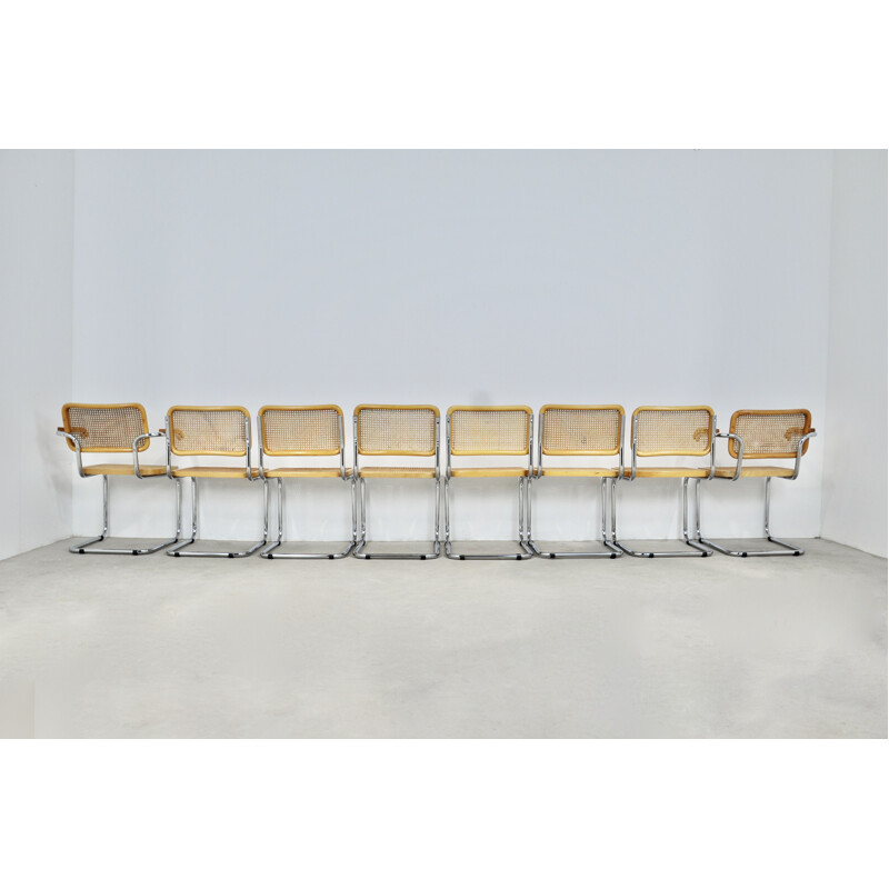 Set of 8 vintage dinning chairs B32 by Marcel Breuer