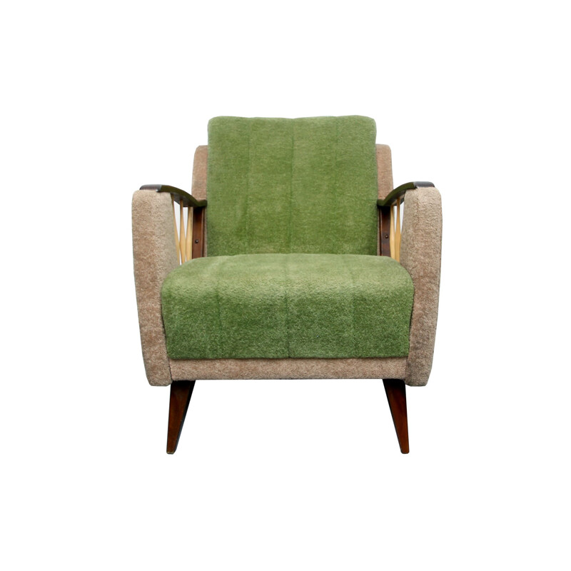 Mid-century armchair in beige and green, 1950s