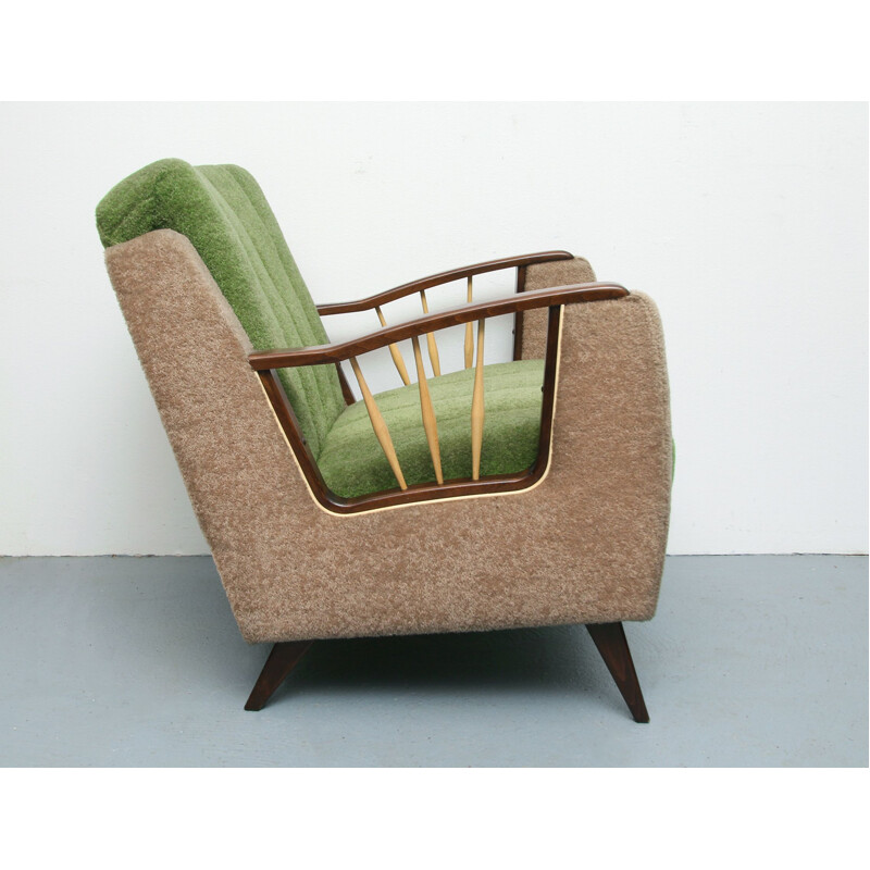 Mid-century armchair in beige and green, 1950s