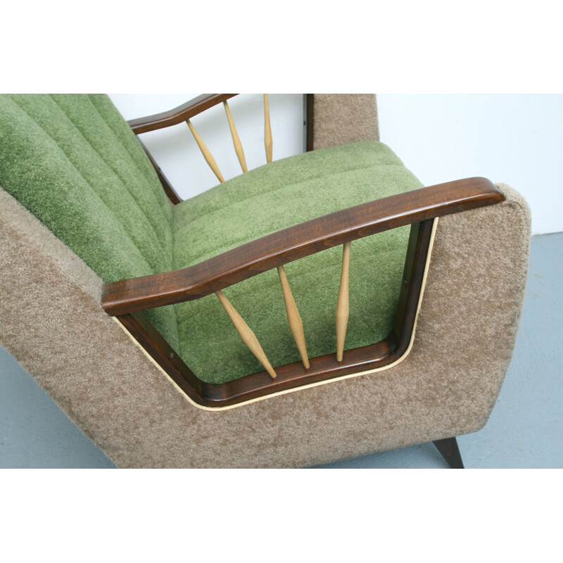 Mid-century armchair in beige and green, 1950s