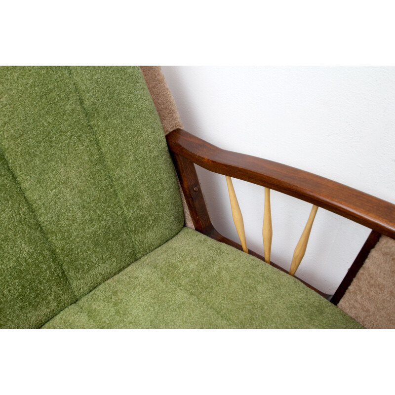 Mid-century armchair in beige and green, 1950s