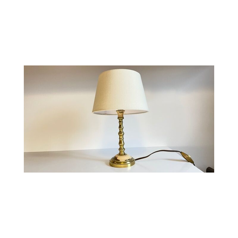 Vintage solid brass and fabric lamp, 1960