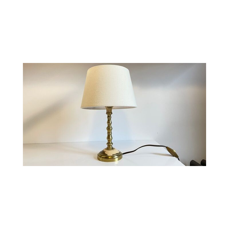 Vintage solid brass and fabric lamp, 1960