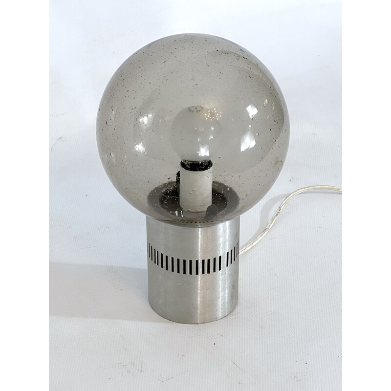 Vintage-Tischlampe aus Aluminium und Bullicante-Glas von Stilux Milano