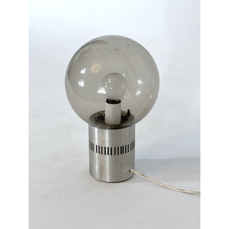 Lampe de table vintage en aluminium et verre bullicante par Stilux Milano