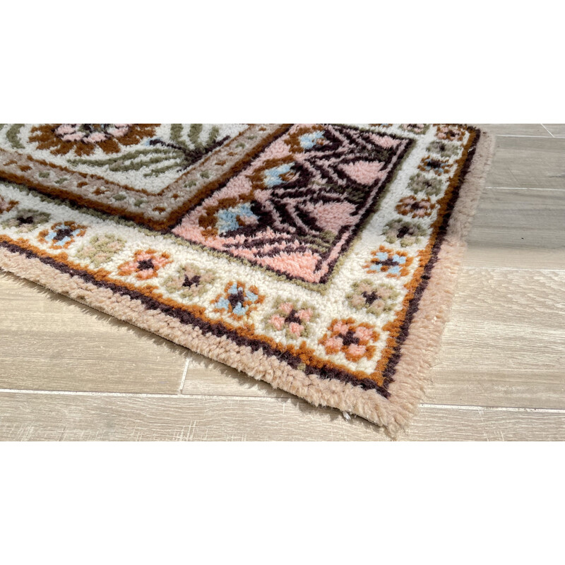 Tapis vintage bohème pure laine 135 x 70cm, 1970