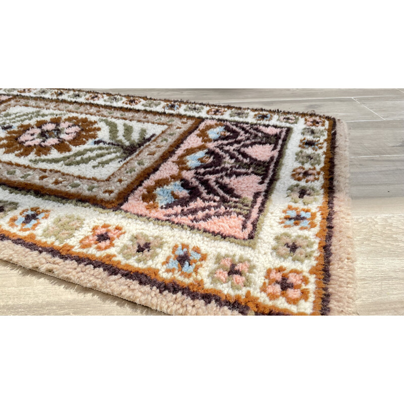 Vintage bohemian pure wool rug 135 x 70cm, 1970