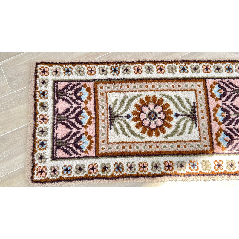 Vintage bohemian pure wool rug 135 x 70cm, 1970