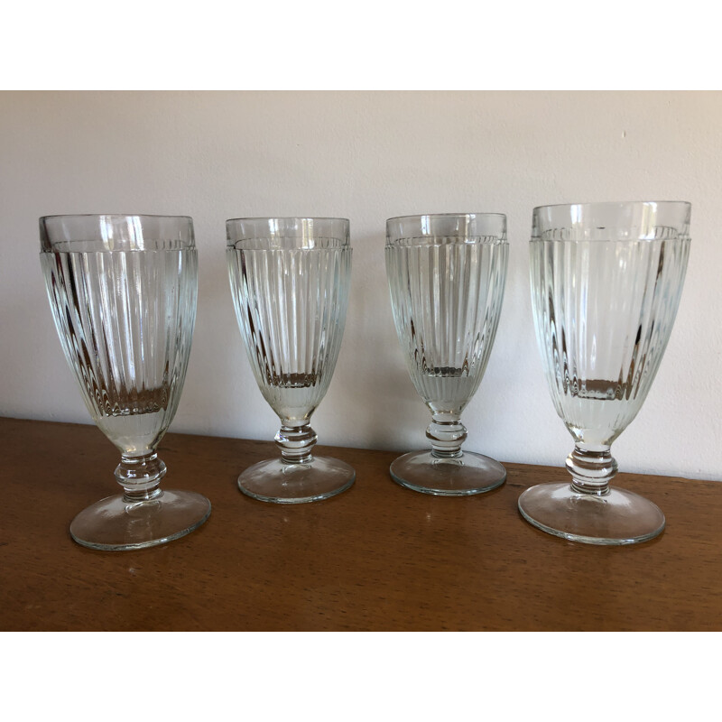 Set of 4 vintage bistro glass ice cream cups