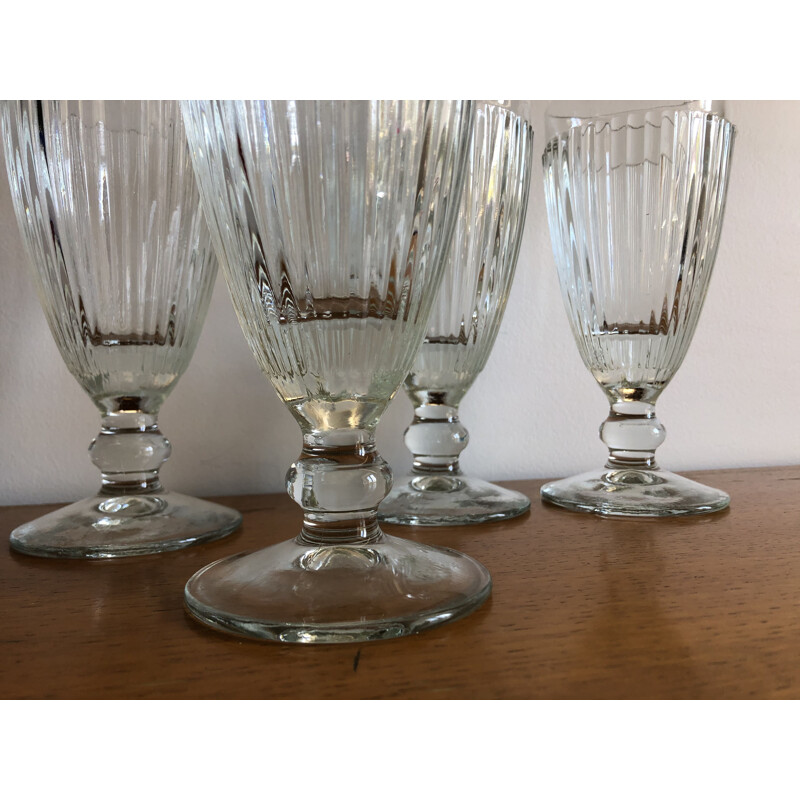 Set of 4 vintage bistro glass ice cream cups