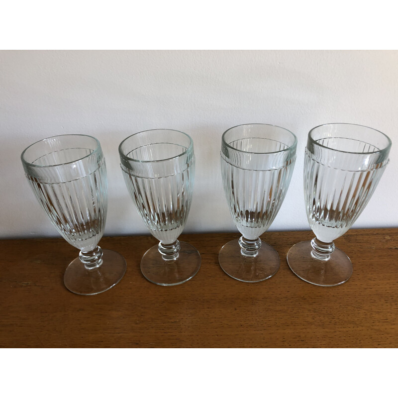 Set of 4 vintage bistro glass ice cream cups