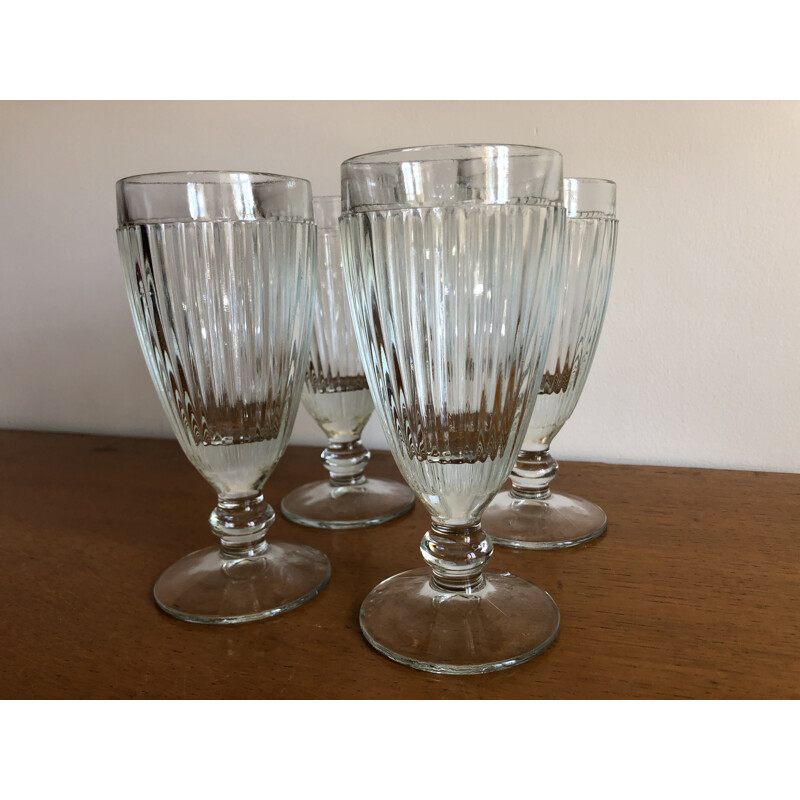 Set of 4 vintage bistro glass ice cream cups