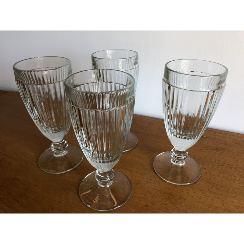 Set of 4 vintage bistro glass ice cream cups