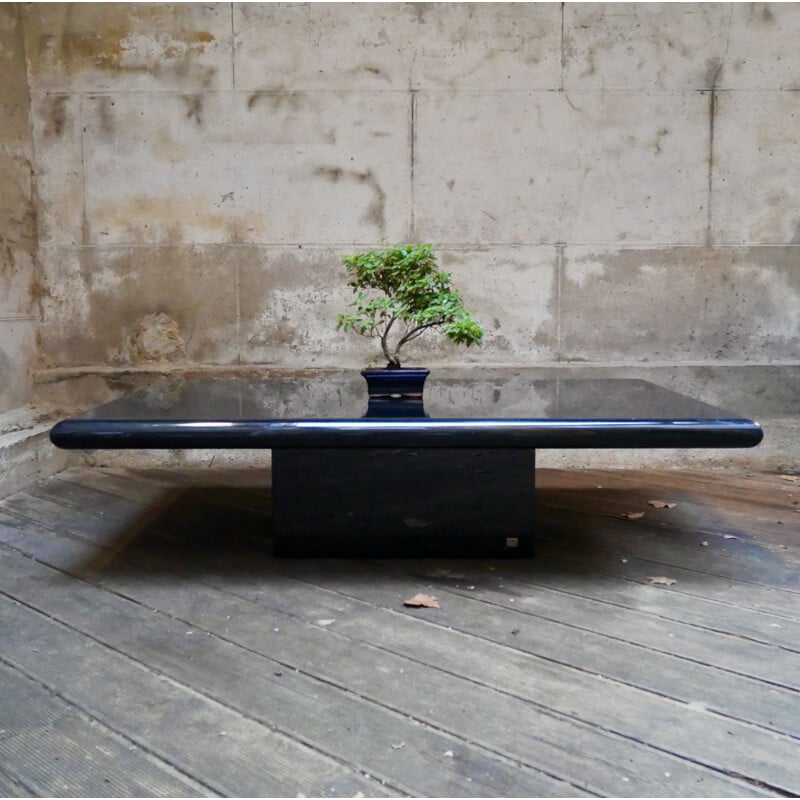 Mid-century black lacquered coffee table by Jean-Claude Mahey for Roche Bobois, 1970