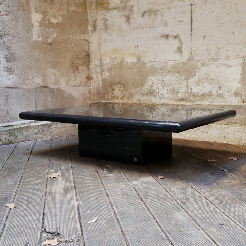 Mid-century black lacquered coffee table by Jean-Claude Mahey for Roche Bobois, 1970