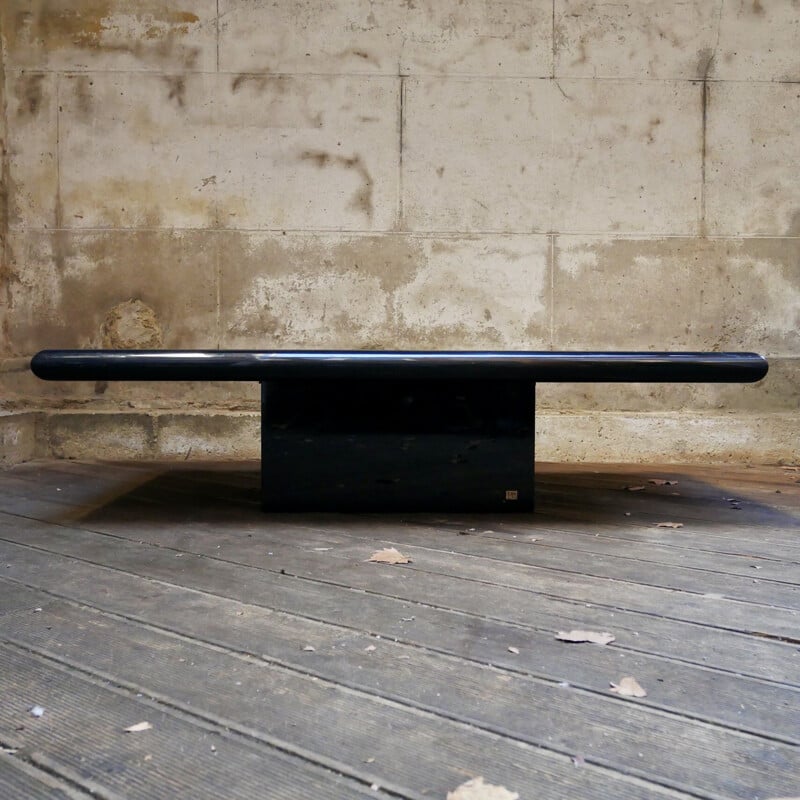 Mid-century black lacquered coffee table by Jean-Claude Mahey for Roche Bobois, 1970