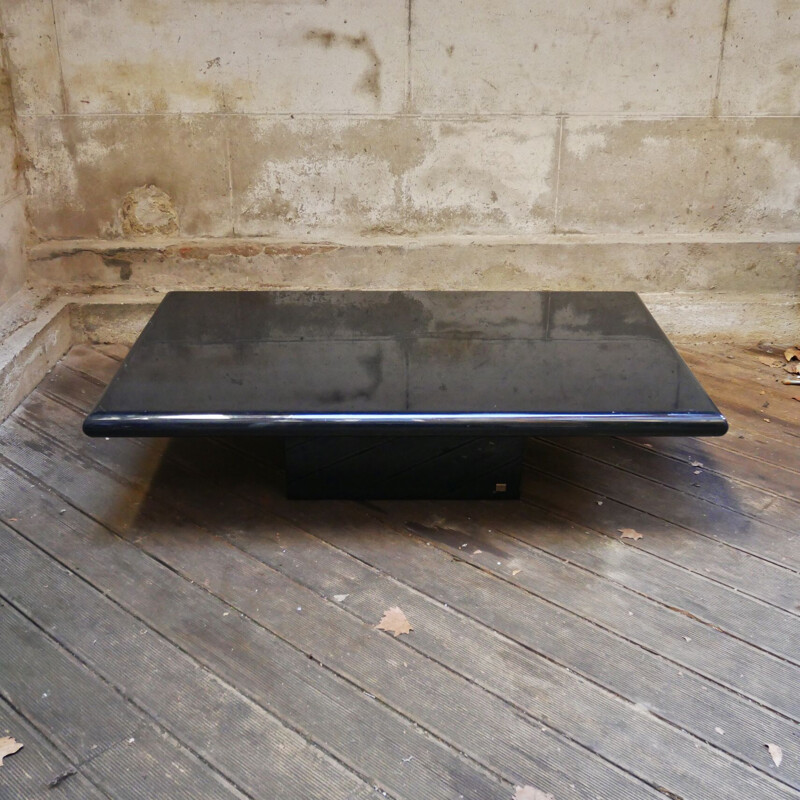 Mid-century black lacquered coffee table by Jean-Claude Mahey for Roche Bobois, 1970