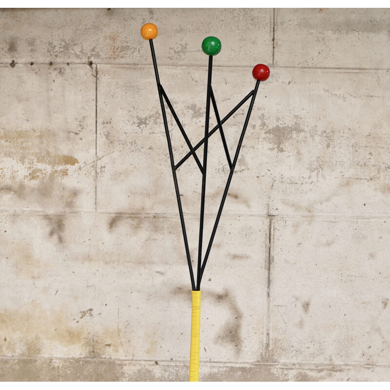 Vintage tripod coat rack with balls by Roger Feraud, 1950