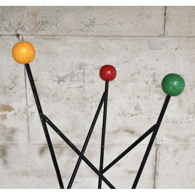 Vintage tripod coat rack with balls by Roger Feraud, 1950
