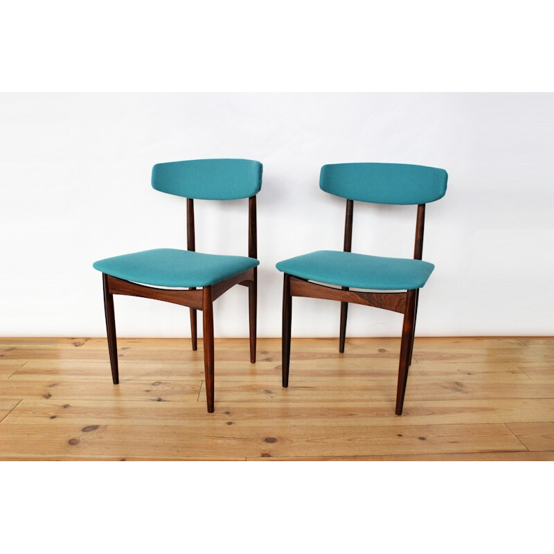 Pair of Rio rosewood chairs with new fabric - 1960s