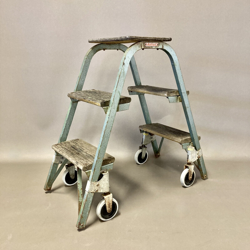 Industrial rolling step stool, 1950 