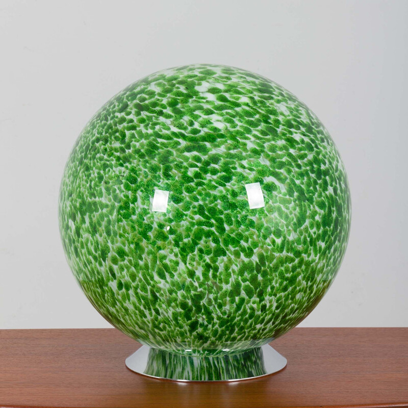 Lampe de table vintage italienne en verre de Murano à grosses sphères vertes scintillantes par Vistosi, 1970
