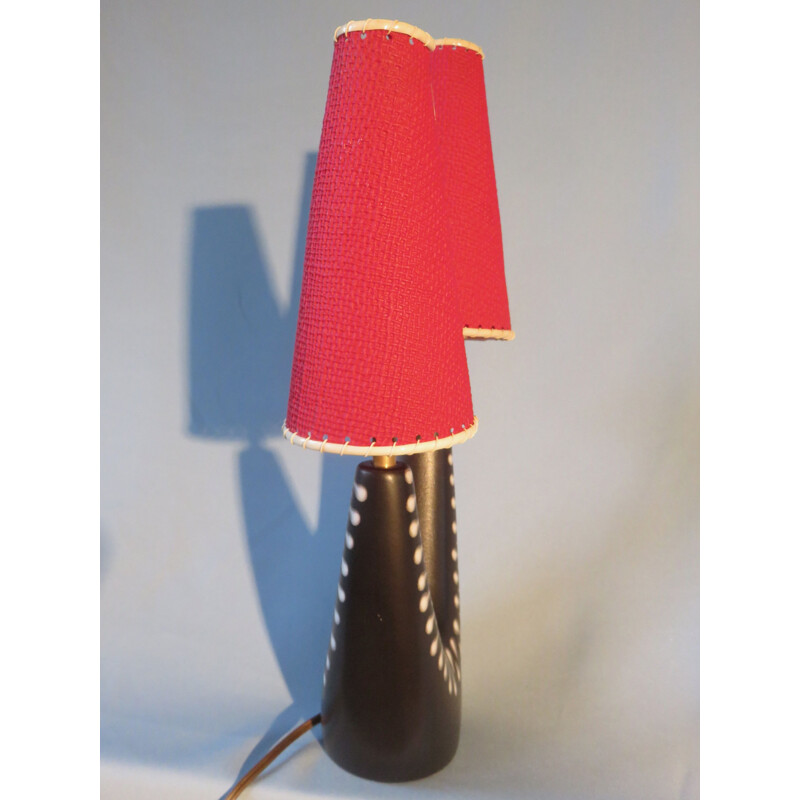 Vintage stoneware bedside lamp with two assymetrical arms from Soholm, Denmark 1955