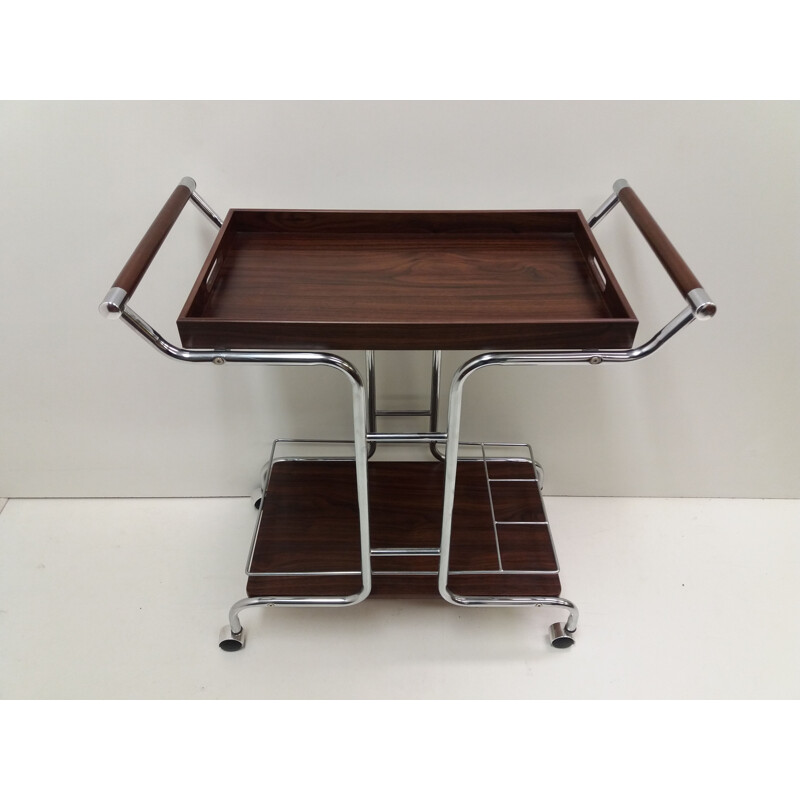 Mid-century serving metal table, Czechoslovakia 1980