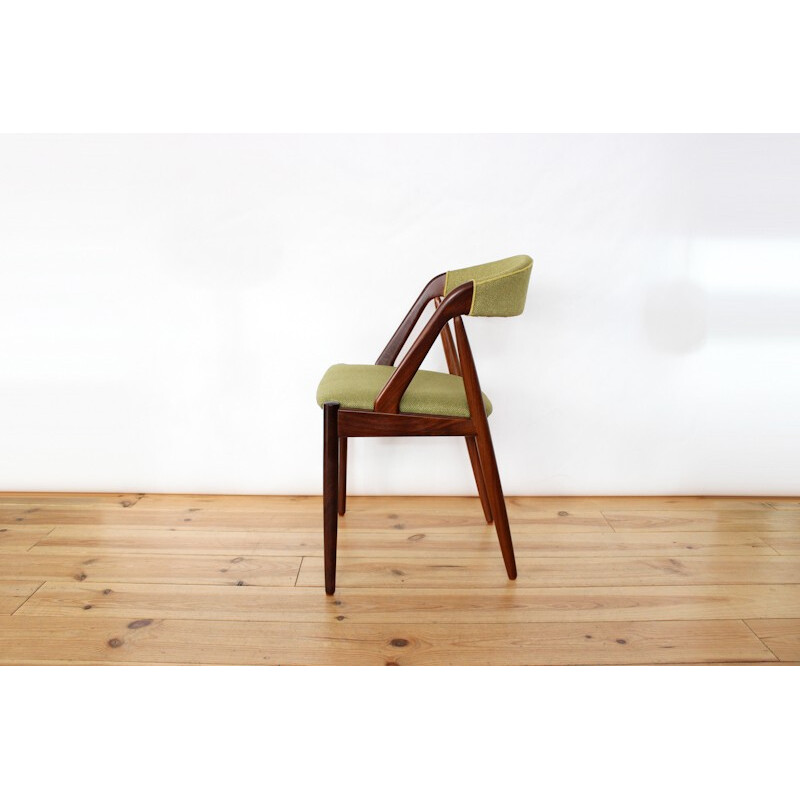 Vintage Danish chair with green fabric, Kai KRISTIANSEN - 1960s