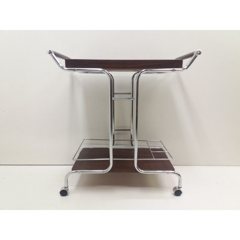 Mid-century serving metal table, Czechoslovakia 1980