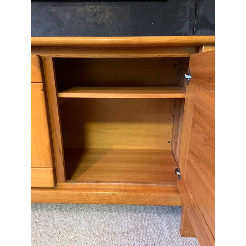 French vintage sideboard in solid elm, 1970